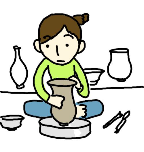 陶芸をする女性